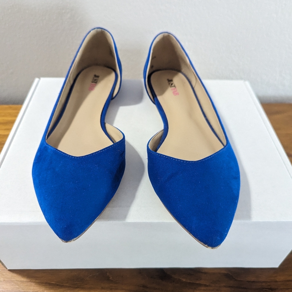 Royal Blue Faux Suede Flats